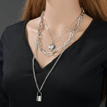 Vintage Layered Lock Pendant Necklaces for Women Punk Multilayer Geometric Choker Collar Necklaces Charm Female Jewelry 2024 - buy cheap