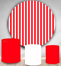 Round Circle backdrop background red pink and white stripes birthday party event banner candy dessert table cover photo studio 2024 - buy cheap
