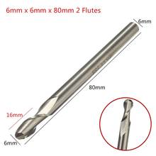 1PCS HSS & Aluminium 6mm x 6mm 2 Flute Ball Nose End Milling Lathe Cutter CNC Bit Tool 80mm Long Top Quality Drill Bits 2024 - buy cheap