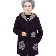 Abrigo de lana para mujeres de mediana edad y ancianos, abrigo de lana mezclado, chaqueta informal de otoño e invierno, talla grande 5XL, 60-70 años 2024 - compra barato