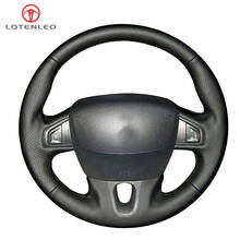 LQTENLEO Black Genuine Leather Car Steering Wheel Cover For Renault Fluence (ZE) Megane 2008-2016 Samsung SM3 2009-2014 2024 - buy cheap
