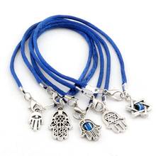 Lote-pulsera de cuentas azules de mano de HAMSA, colgante de amuleto de la suerte, B-066, lote de 100 Uds. 2024 - compra barato