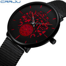 Relógio masculino ultrafino crrju, relógio de quartzo em aço inoxidável de marca fina para homens, relógio minimalista e de malha milanesa 2024 - compre barato
