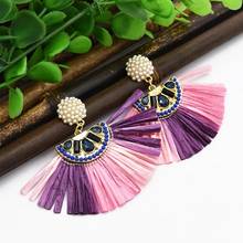 New Fashion Bohemian Tassel Earrings for Women Cotton Silk Fabric Long Fringe Drop Dangle Earrings Party Female Jewelry Gift 2024 - buy cheap