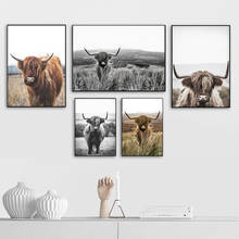 Highland Cow Poster Scandinavian Painting Nordic Animal Wall Art Canvas Painting Modern Picture Home Christmas Decoration Gift 2024 - buy cheap