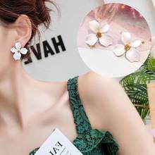 Brincos pequenos assimétricos femininos, brincos de orelha com pintura assimétrica única floral, presente de joias para mulheres 2024 - compre barato