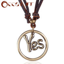 Genuine Leather Choker Necklace "yes" "No" Letter Pendants Men Women Jewelry Adjustable Chain necklaces & pendants Vintage 2024 - compre barato