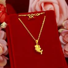 Collar Real 24K Gold Necklace Pendant for Women Gold Jewelry Lucky Fish Pendant Chain Necklace Choker Anniversary Birthday Gifts 2024 - buy cheap