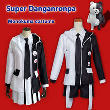 Fantasia para cosplay de danganronpa 2 3, fantasia de monokuma para mulheres, homens, saia, camisa, gravata, emblema, traje para halloween, carnaval 2024 - compre barato