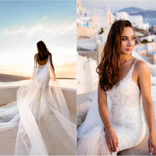 Свадебное платье Русалочки 2020 кружевное с аппликацией из бусин свадебное платье на заказ с открытой спиной 2024 - купить недорого