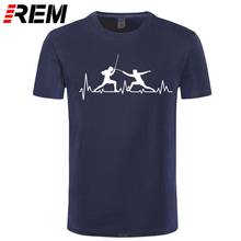 Summer Men T Shirt HeartBeat Fencing T Shirts Funny Short Sleeve Cotton Fencing Men T-Shirt Cool Gift Men Clothing 2024 - buy cheap