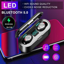 Fones de ouvido sem fio f9 tws 5.0, com bluetooth e visor de led, headset com bateria de 2000mah e microfone 2024 - compre barato