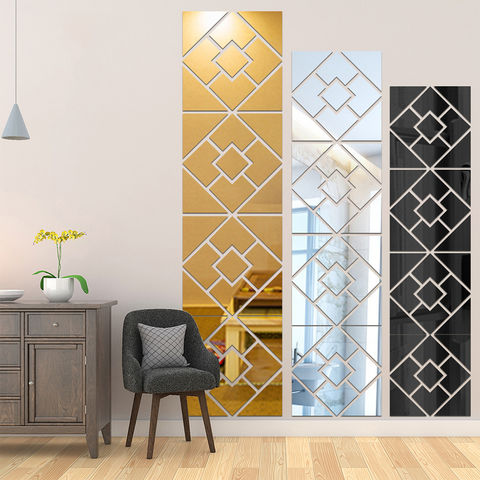 Квадратные Зеркальные наклейки 3D, самоклеящиеся акриловые наклейки «сделай сам» для украшения стен, гостиной, домашнего декора, 4 шт. 2022 - купить недорого