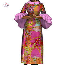 BintaRealWax женское платье Дашики кукольный воротник рукав лотоса африканская одежда хлопчатобумажная ткань Африканское платье для вечеринки WY3728 2024 - купить недорого