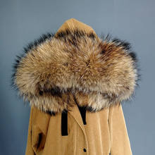 Ms. minshu casaco de pele de guaxinim com capuz, gola masculina e feminina de pele natural, gola grande, gola de pele de luxo 2024 - compre barato