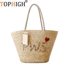 Tophigh nova mulher bolsa feminina bolsa de palha para mulher nova cor correspondência tecelagem grande bolsa moda sexy casual 2024 - compre barato