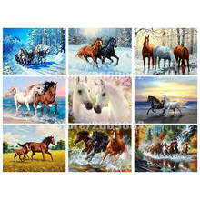 Full Drill Square Diamond 5D Diy Diamond Painting Snow Two Horse Diamond Embroidery Cross Stitch Rhinestone Handmake TT1319 2024 - buy cheap