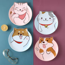 Dim Sum Breakfast Ceramic Plate Children Cartoon Cat Fruit Snack Chinaware Tableware Creative Household Porcelain Dishes 2024 - buy cheap