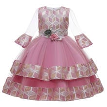 Baby Kids Christmas Dress 2019 New Long Sleeve Big Bow Tutu Princess Dresses Flower Gilrs Wedding Party Dresses 3-7-10-12 Years 2024 - buy cheap