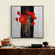 Abstract Red Flowers Painting 100% Hand Painted Oil Painting On Canvas Modern Wall Art Painting For Living RoomHome Decoration 2024 - buy cheap