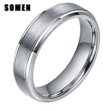 Somen Ring Men 6mm Silver Color Tungsten Ring Brush Polished Wedding Band Male Engagement Rings Women Fashion Anillos Mujer 2024 - buy cheap