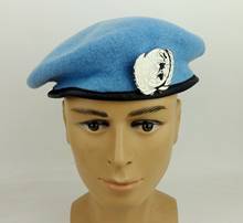 Boina azul das forças de apoio de missão das mulheres, chapéu pko militar, crachá, loja militar 2024 - compre barato