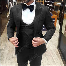 ANNIEBRITNEY-Conjunto de traje de Jacquard negro para hombre, esmoquin ajustado para novio, Blazer de talla Personal a medida para boda 2024 - compra barato