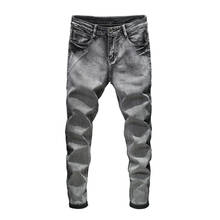 Pantalones vaqueros ajustados para hombre, Jeans elásticos rectos, negros y azules, de marca, talla grande 42 44 46, 2020 2024 - compra barato