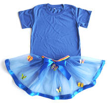 Conjuntos de ropa para niñas, camiseta de manga corta de verano, falda de mariposa, traje para niños y niñas, Ropa de baile para bebés, Azul Real, 2 uds. 2024 - compra barato