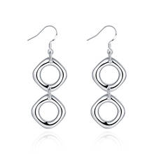 925 Sterling Silver Earring,Wedding Jewelry Accessories,Double Square Fashion Korean Silver Long Dangle Earrings for Women 2020 2024 - buy cheap