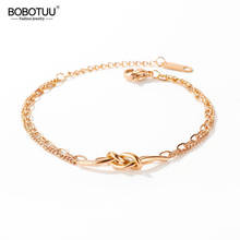 Bobotuu pulseira de praia com amarrar duplo, criativo de aço inoxidável com corrente boêmia para mulheres e meninas bb17092 2024 - compre barato