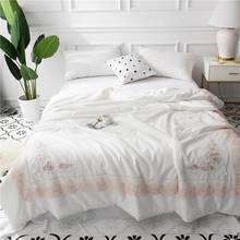 luxury 60S Egypt cotton Summer Quilt Embroidered Pearl Applique Duvet Fill Microfiber mulberry silk Lace Comforter Queen size 2024 - buy cheap