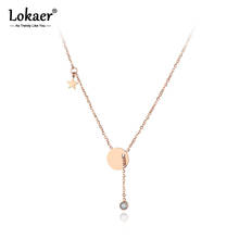 Lokaer Office Stainless Steel Round Tag Star Pendant Necklaces Jewelry Trendy Rhinestone Chokers Necklace For Women Girls N19014 2024 - buy cheap