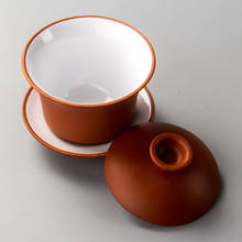 Китайский чайный набор, элегантные чайные чашки Gaiwan, чашки из фиолетовой глины, чаши, блюдце, чашка для чая Zisha, чашка для чая, посуда для напитков, высокое качество 2024 - купить недорого