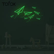 Tofok DIY Luminous Flying Paper Airplane Wall Decoration Sticker Window Door Fluorescent Stickers Glow in Dark Art Mural Decal 2024 - buy cheap