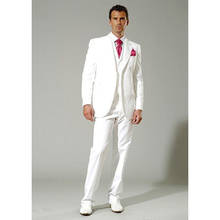 Terno smoking branco para homens, novo estilo, vestido para festa de casamento, fantasia masculina (jaqueta + calça + colete + gravata) 2024 - compre barato
