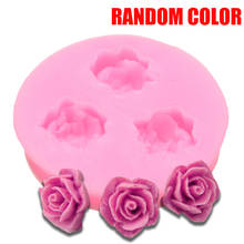 Mini molde de flor de Rosa 3D de 3 agujeros para pastel, galletas, Chocolate, molde de silicona para Fondant, decoración de pasteles, Sugarcraft, cocina, bricolaje para hornear 2024 - compra barato