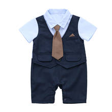 Baby Boy Newborn Gentleman Boss Jumpsuit Party Suit White Shirt Waistcoat Bowtie Tuxedo Baptism christening Outfit romper 2024 - buy cheap