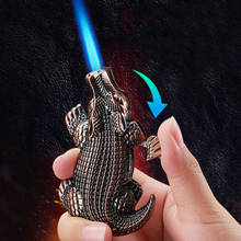 Забавная металлическая газовая зажигалка «крокодил», струйфонарь турбо-зажигалка, бутановое пламя 1300C, гаджеты для мужчин, аксессуары для курения 2024 - купить недорого