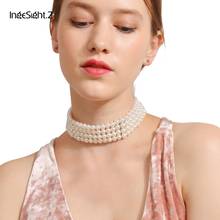 IngeSight.Z Bohemian Multi Layered Simulated Pearl Choker Necklace Collar Statement Boho Clavicle Chain Necklace Women Jewelry 2024 - buy cheap