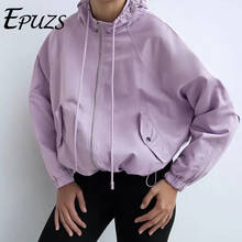 Chaqueta con bolsillos para mujer, abrigo elegante, púrpura, resistente al agua, con cordón, elegante, a la moda, 2021 2024 - compra barato