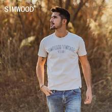 SIMWOOD-Camiseta con estampado de letras para hombre, camiseta informal de algodón 2021 de talla grande, ropa de marca, tops, SI980806, novedad de verano 100% 2024 - compra barato