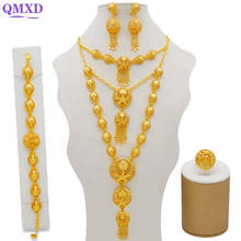 Joias indianas de ouro dubai, colar de moda feminina, conjuntos de joias finas 24k 2024 - compre barato