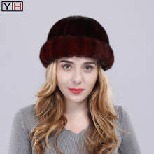 Real Fur Hat Women Warm Genuine Mink Fur Beanies Hats Lady Luxury 100% Natural Mink Fur Hat Fashion Warm Fur Caps 2024 - buy cheap