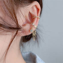 New Fashion Asymmetric Cartilage Clip Earrings Letter Star Chain Tassel Cuff Earrings Female Golden Female Earring Accessories 2024 - buy cheap