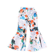 Pantalones vaqueros rasgados con estampado de Graffiti abstracto para niña, pantalón largo acampanado informal para bebé, pantalones elásticos de campana 2024 - compra barato