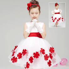 Vestido de princesa de encaje blanco para niñas, bordado de flores, Vintage, para fiesta de boda, Formal 2024 - compra barato