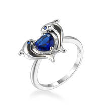 2020 New Cute Dolphin Rings For Women Girls Birthday Gift Inlaid With  blue heart-shaped Cubic Zirconia Charm Jewelry Ring 2024 - buy cheap