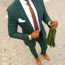 Blazer de lujo con pantalones para hombre, traje de novio de dos piezas con solapa con muescas, traje de boda ajustado, color verde, personalizado, 2021 2024 - compra barato