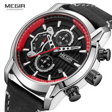 MEGIR-reloj deportivo de cuero para hombre, cronógrafo analógico, luminoso, resistente al agua, 2104 2024 - compra barato